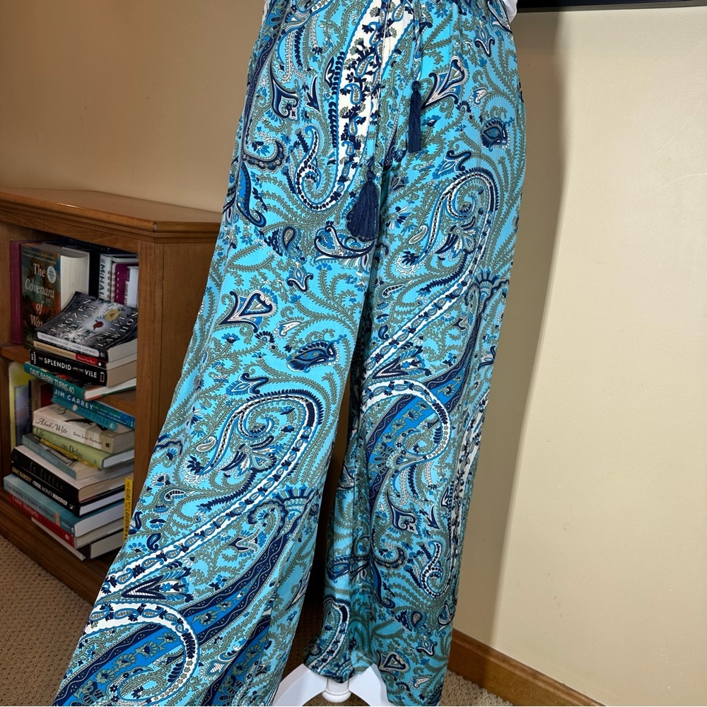 Philosophy Boho Wide Leg Silky Paisley Pants Sz XS